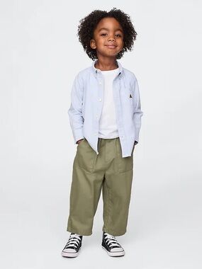 GAP Olive Green Wide-Leg Kids Casual Pants ultra soft pull on barrel pants